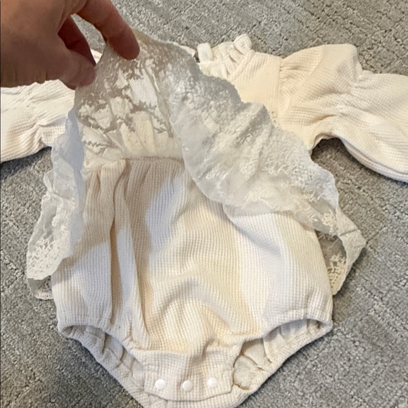 Gorgeous Handmade Cream Lace Baby Romper - Picture 5 of 5